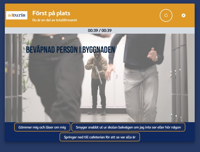 Fraga digital beredskapsutbildning för skjutning på allmän plats och skola adcuris